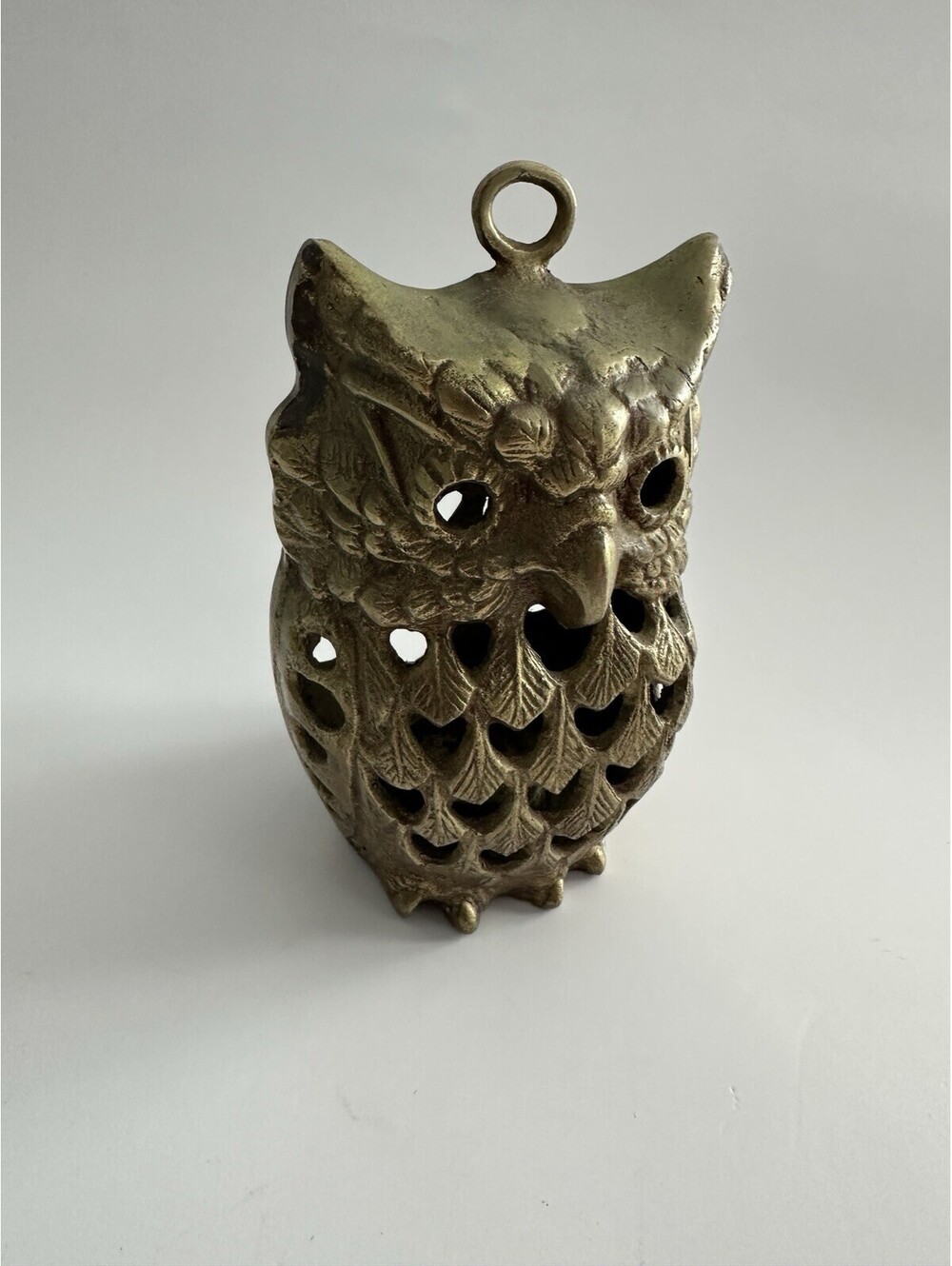 Vintage Chairish Brass Owl Candle Holder Hanging Lantern Circa 1970's